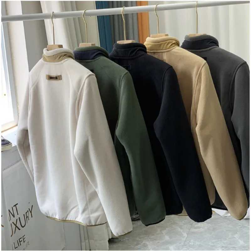 Autumn/Winter Mens giant warm Lamb wool jacket High quality thick warm stand collar solid color base jacket size 2XLXJ241206
