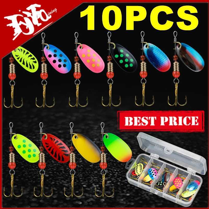 10pcs Fishing Lure Metal Spoon Spinner Spooit Crankbaits Fishing Wobbrs Pike Crochet Kit Artificial Bait with Tack BoxesXJ241128