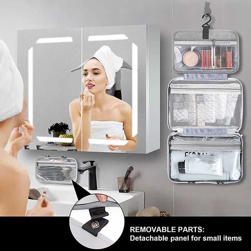 Travel Hanging Toiletry Bag Water-proof Cosmetic Storage Bag Bathroom Beauty W Bag AccessoryTowel Bag Wet Dry Separated BagXJ241206