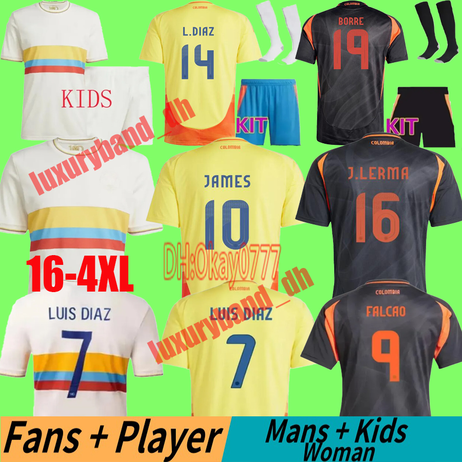 4XL 24 25 COLOmbia JAMES Luis Diaz Soccer Jerseys 2024 Copa CoLUmBIa Football Shirt Home Away Set Camisetas LERMA ARIAS C. CHUCHO CUADRADO kids kit