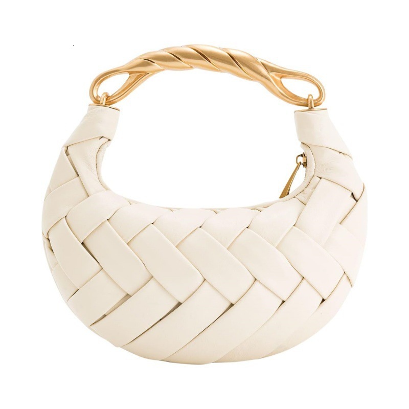 Hollow Out Bucket Tote Bags For Women Designer Handbags And Purses 2024 New In Casual PU Handmade Weave Small Shoulder