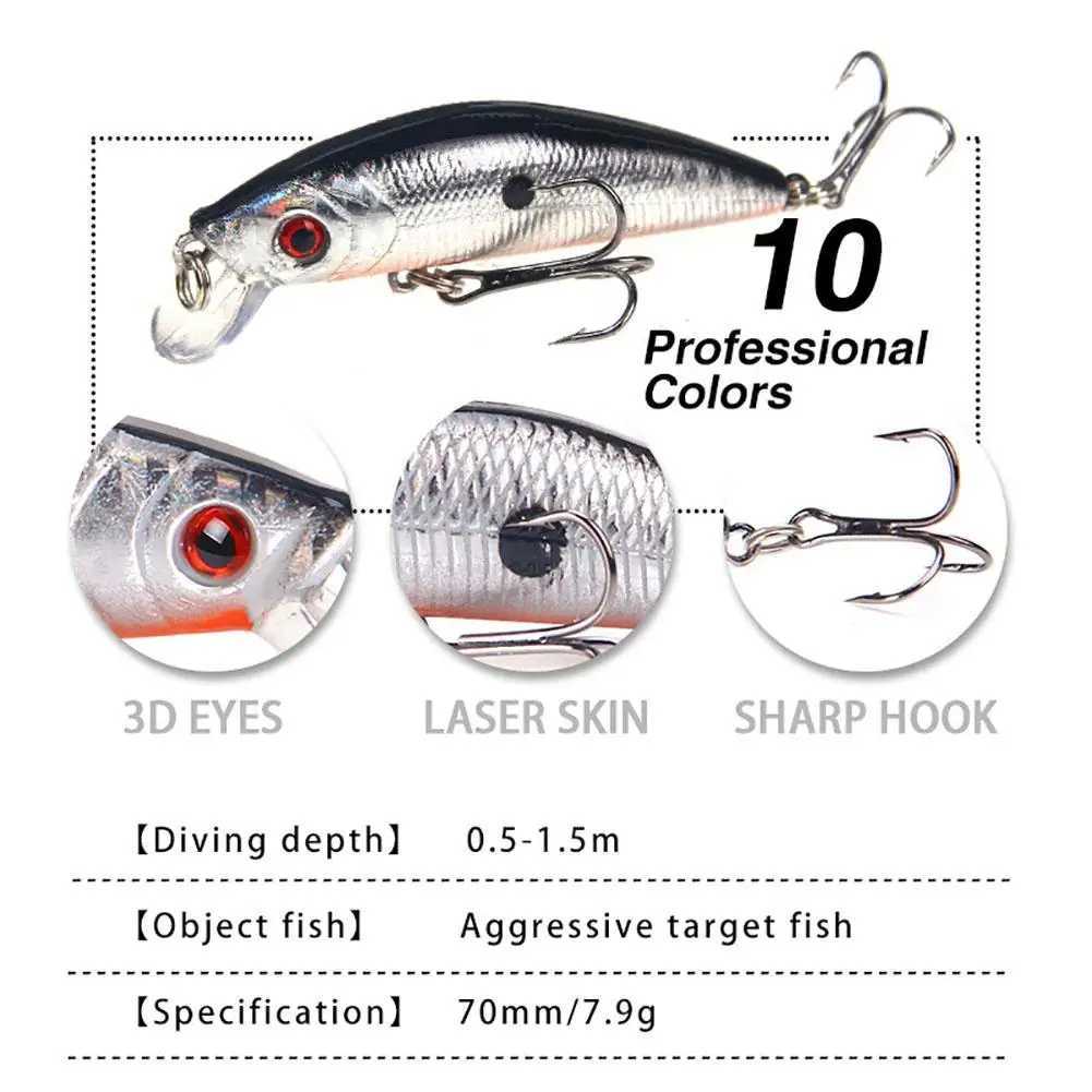 Lifelike Lure Bait Fishing Lures Swimbait Hard Bait Freshwater Saltwater Fishing Gear For Bass Trout Perch 7cm / 8gXJ241128