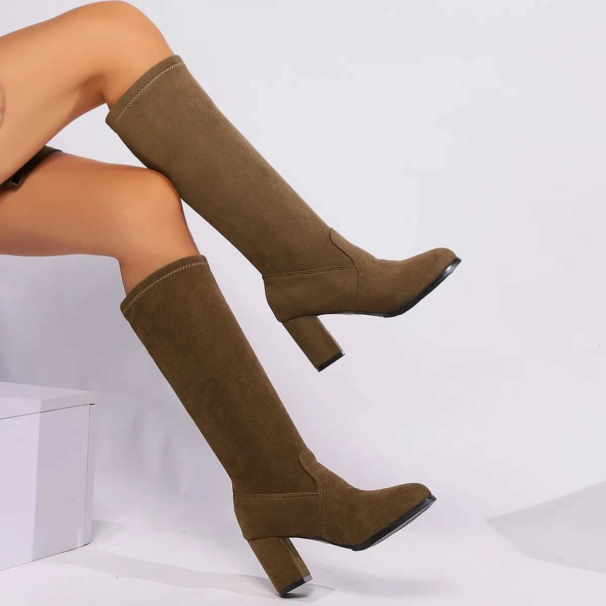 High Quality Winter warm high heels high elasticity knee high boots suitable for Wenfei boots T241206