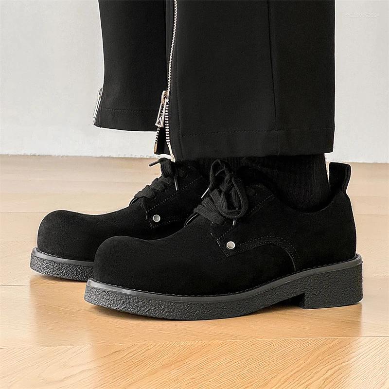 Casual Shoes Black Thick Soled Men's High Quality Trendy Style Outdoor Leisure Party Daily Office Youth Selling