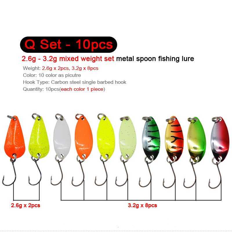 7/9/10Pcs Trout Bait 2.5g/2.6g/3g/3.2g/3.5g/5g Metal Spoon Fishing Lure Wobbr Casting Jigging Tack Accories Pesca ChubXJ241128