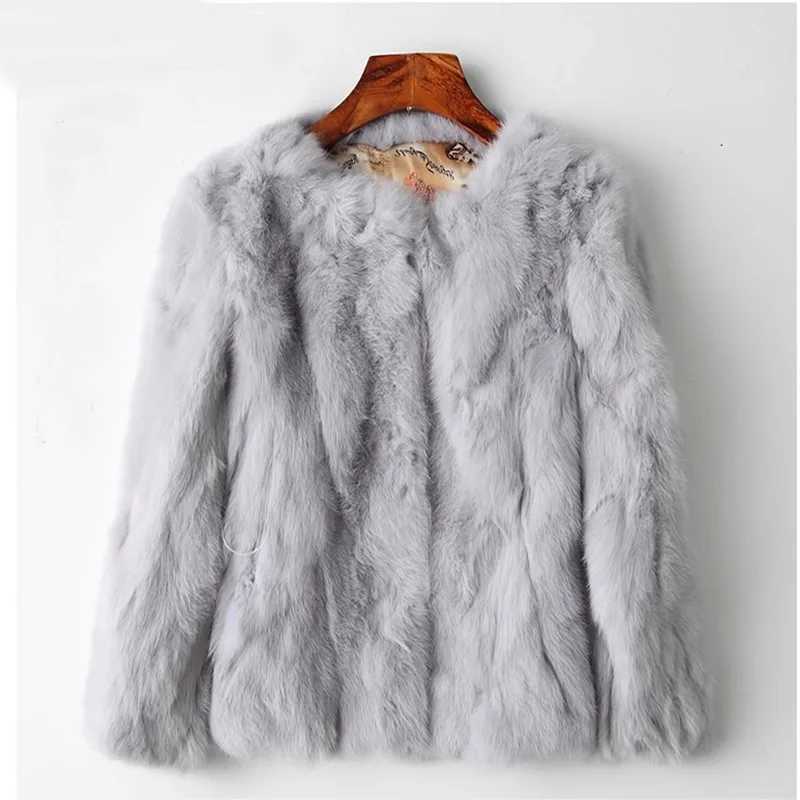2024 Winter Women The Real Rabbit Fur Coat Natural Rex Rabbit Fur Coat The Fashion er Thin Rabbit Fur Leather Fashion JacketXJ241206