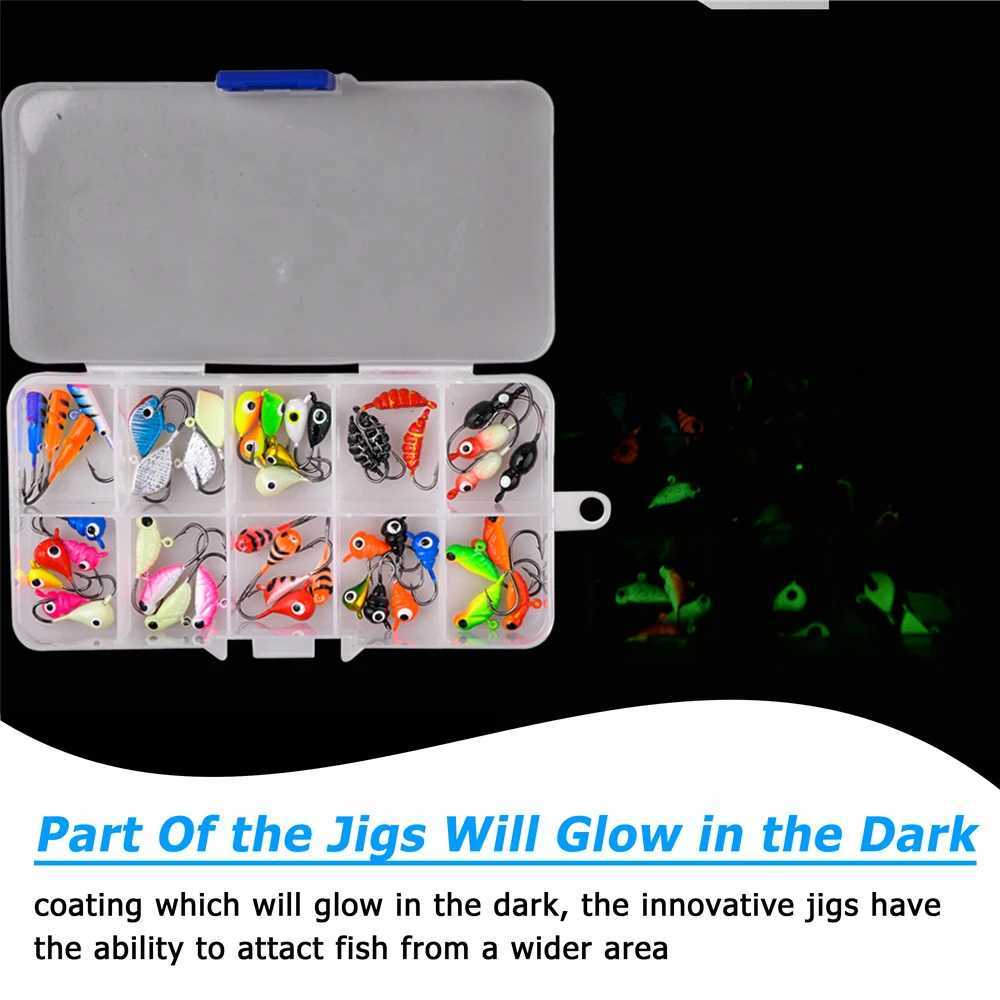 36/60/72/84Pcs Winter Ice Fishing Hook Glow ice jig bait 1.2-2.6g Jigging Fishing lure ice jigs for crappie panfish fishing gearXJ241128