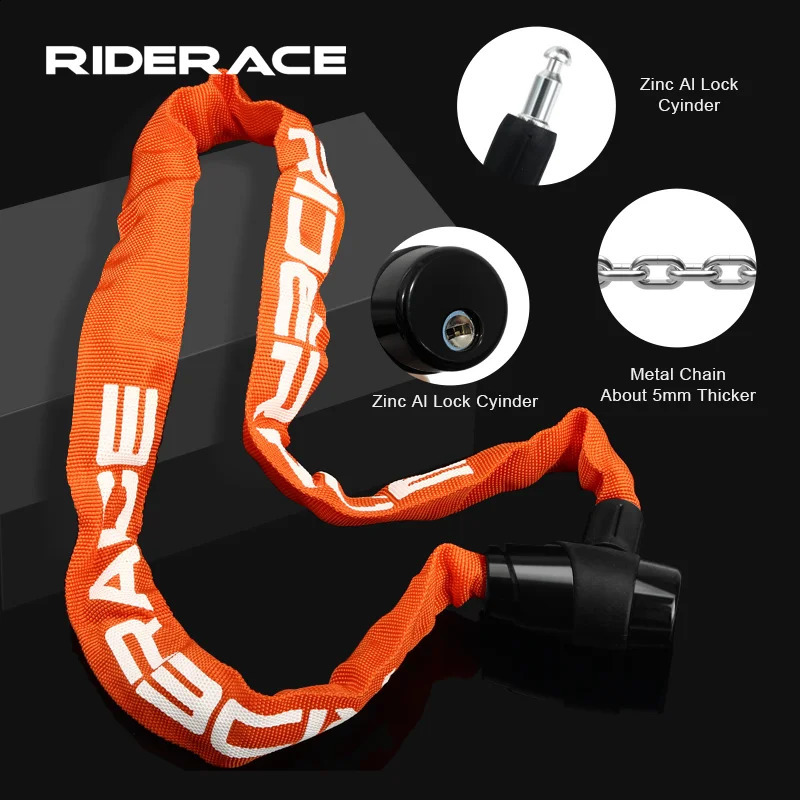 RIDERACE Bicycle Chain Lock Portable Antitheft High Security MTB Mountain Bike With 2 Keys For Scooter Electric EBike 241203