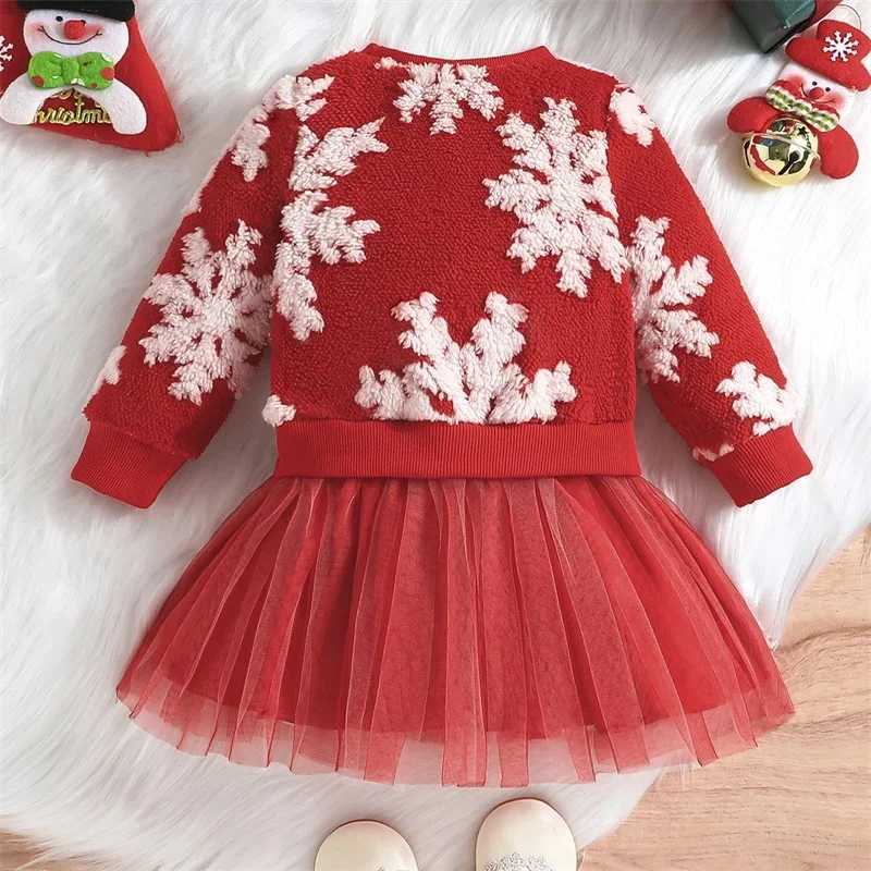 Toddler Kids Baby Girl Christmas Princess Dresses Fluffy Snowflake Tulle Tutu Dress Children Girl Xmas DressXJ241206