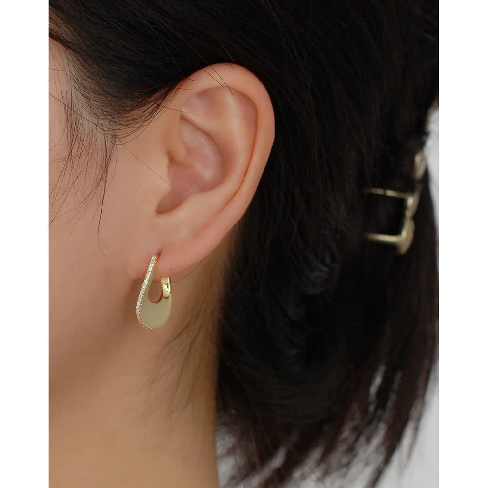 CCFJOYAS Light High Quality Punk Rock 925 Pure Silver Row Zircon U-shaped Ring Earrings 241205