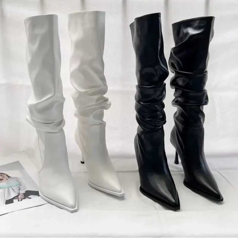 High Quality Wens Shoes Hot S Sle Wens Boots Winter Pointed Toe Solid Sexy Executive Stiletto or Thin H-Fi Boots T241206