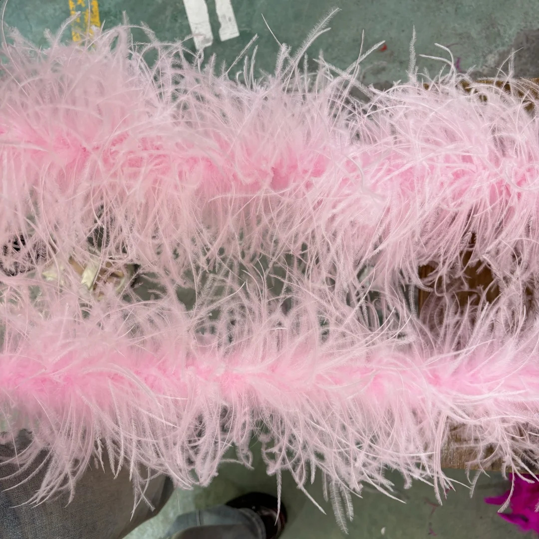 2-meter light pink natural ostrich feather Boa Plumas decorative shawl used for role-playing clothing sewing DIY accessories 6PLY 10PLY 241206