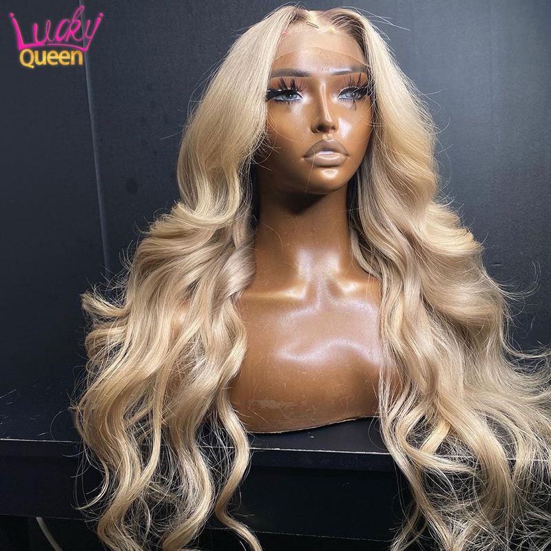 13X6 Frontal Pre Plucked 13X4 Transparent Lace Front Ash Blonde Body Wave 5X5 Human Hair Wig For Women