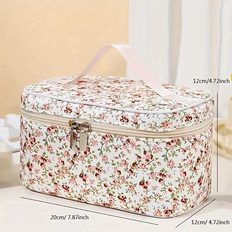 Large-Capacity Makeup Bag Floral Print Cosmetic Bag For Girl Portable Womens Cosmetic Bag Travel Bag Bathroom W Bag For EaXJ241206