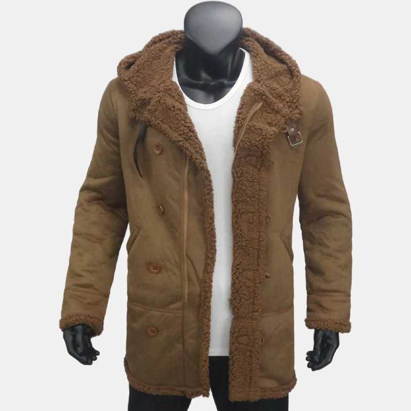 Jacket Mans Clothing Winter Biker Style Fleece Liner Jackets Male Streetwear Outerwears Faux Fur EU SizeXJ241206