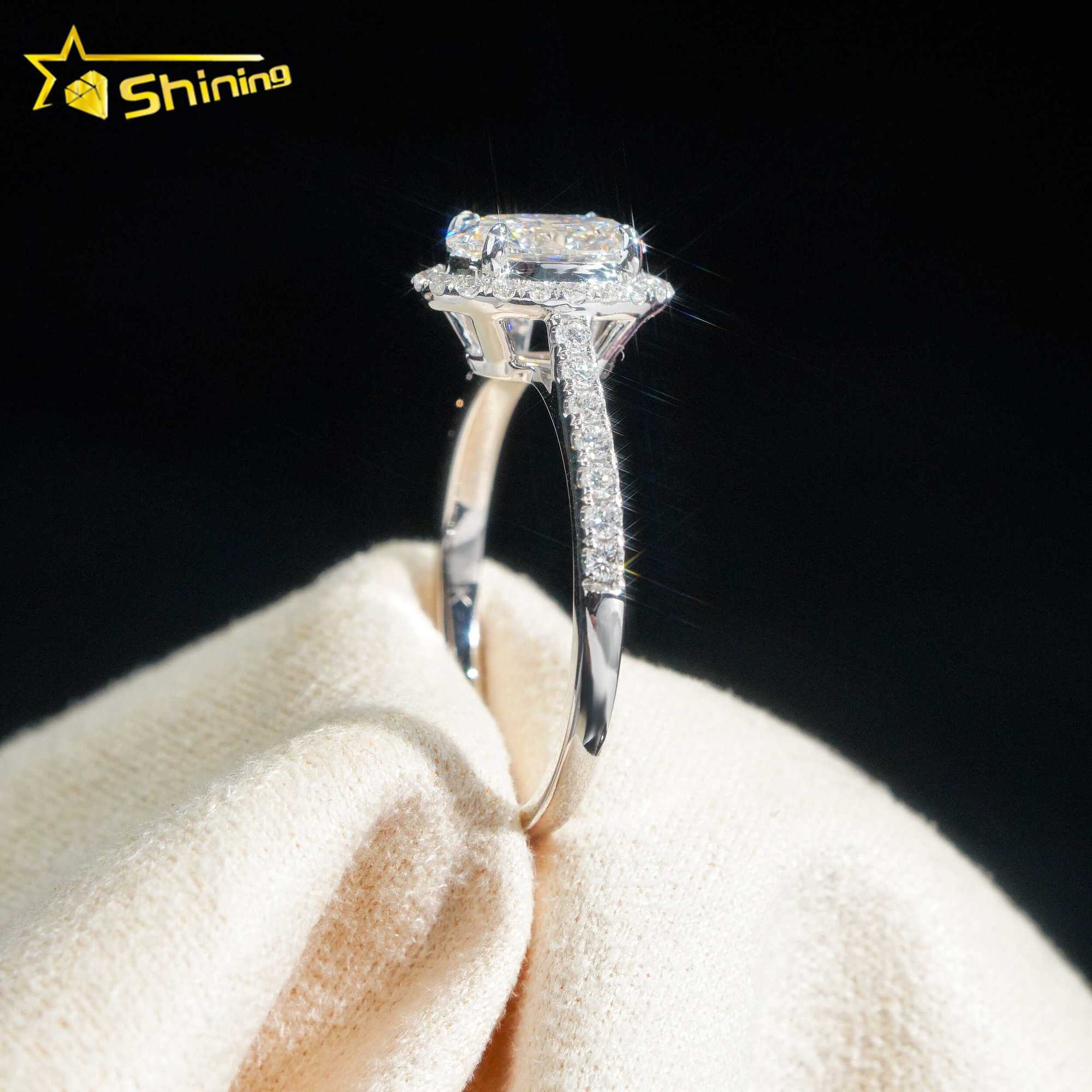 Fine Jewelry Micro pave 14k Solid Gold Lab Grown Diamond CVD Ring Oval Shape Halo VVS2 Engagement Rings