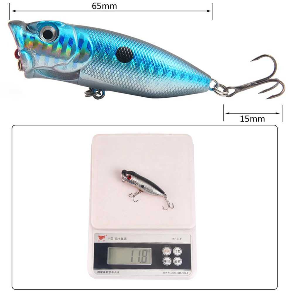 Fishing Lure 6.5cm/11.8g Topwater Popper Bait 6 Color Hard Artificial Wobbr Plastic Tack with 2/0# Hooks Cast SpinningXJ241128