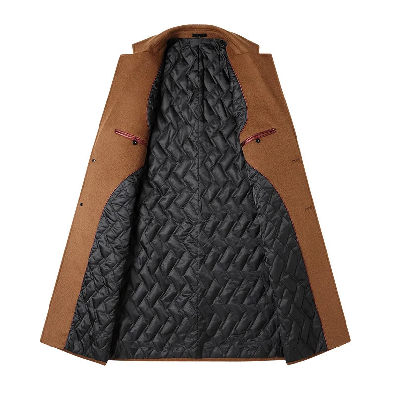 Autumn Winter Mens Wool Blended Coat Office Casual Slim Trench Coat Pockets Business Single Breasted Coat 5XL 241204