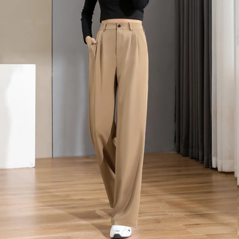 WomenS Loose Spring Summer 2024 High Waist Wide Legs Slim Casual Trousers Korean Fashion Trend Female Suit Straight Pants 241205Z