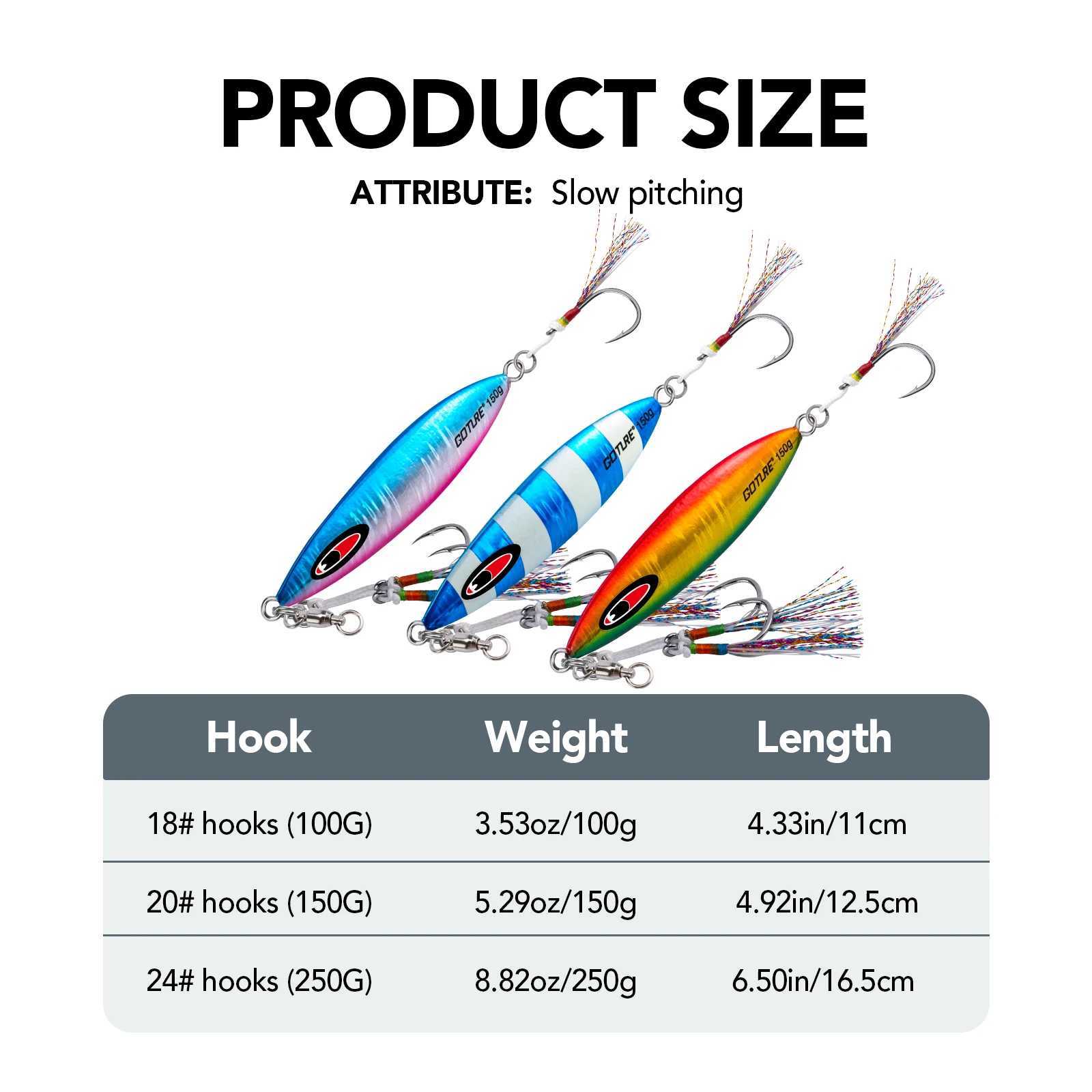Goture Luminous fect SlowFast Jigging Fishing Lure 80g 100g 200g 250g Saltwater Lures With High Caon Steel Sharp FishhookXJ241128
