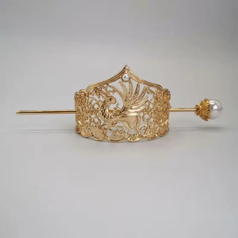 Womens Gold Plated Phenix Hairpin Chinese Headdress 241122