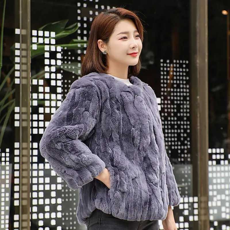 Real Rabbit Fur Coat Women Winter Jacket Short Loose Size Thick Warm Fluffy Coat Wamen Fashion Clothes Large SizeXJ241206
