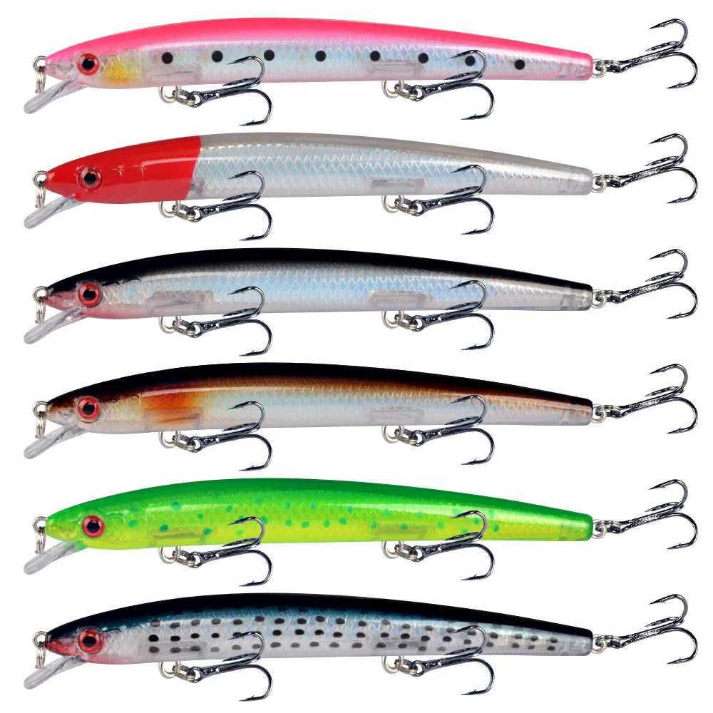 Minnow Fishing Lure 13.5cm 15.5g Floating Artificial Hard Bait Bass Wobbrs Lures Crankbait Pike Treb Hooks tackXJ241128
