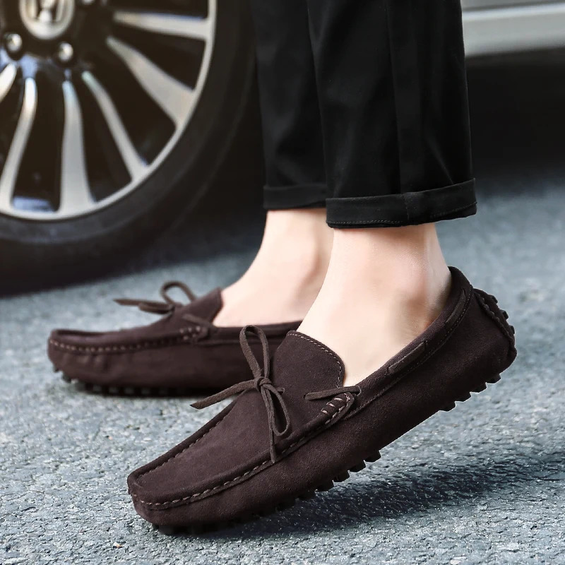 Loafer for Men Suede Genuine Leather Loafers Flats Man Casual Shoes Mans Moccasins Men Driving Shoes Italian Boat Shoes 241206