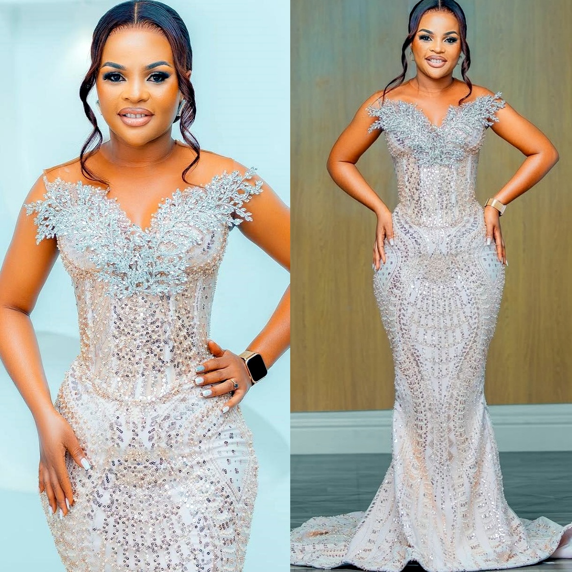 Champagne Mermaid Prom Dresses 2025 Florals Rhinestones Sequined Lace Evening Formal Party Second Birthday Engagement Gowns Plus Size Dress For Specia