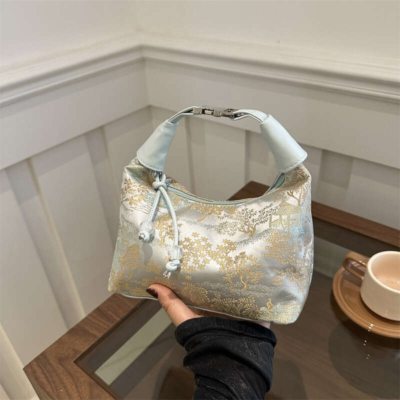 New Chinese Embroidery Women's New Summer Commuting Crossbody Niche Antique Style Hand-Held Bucket Bag, Fashionable Quality Classic B3