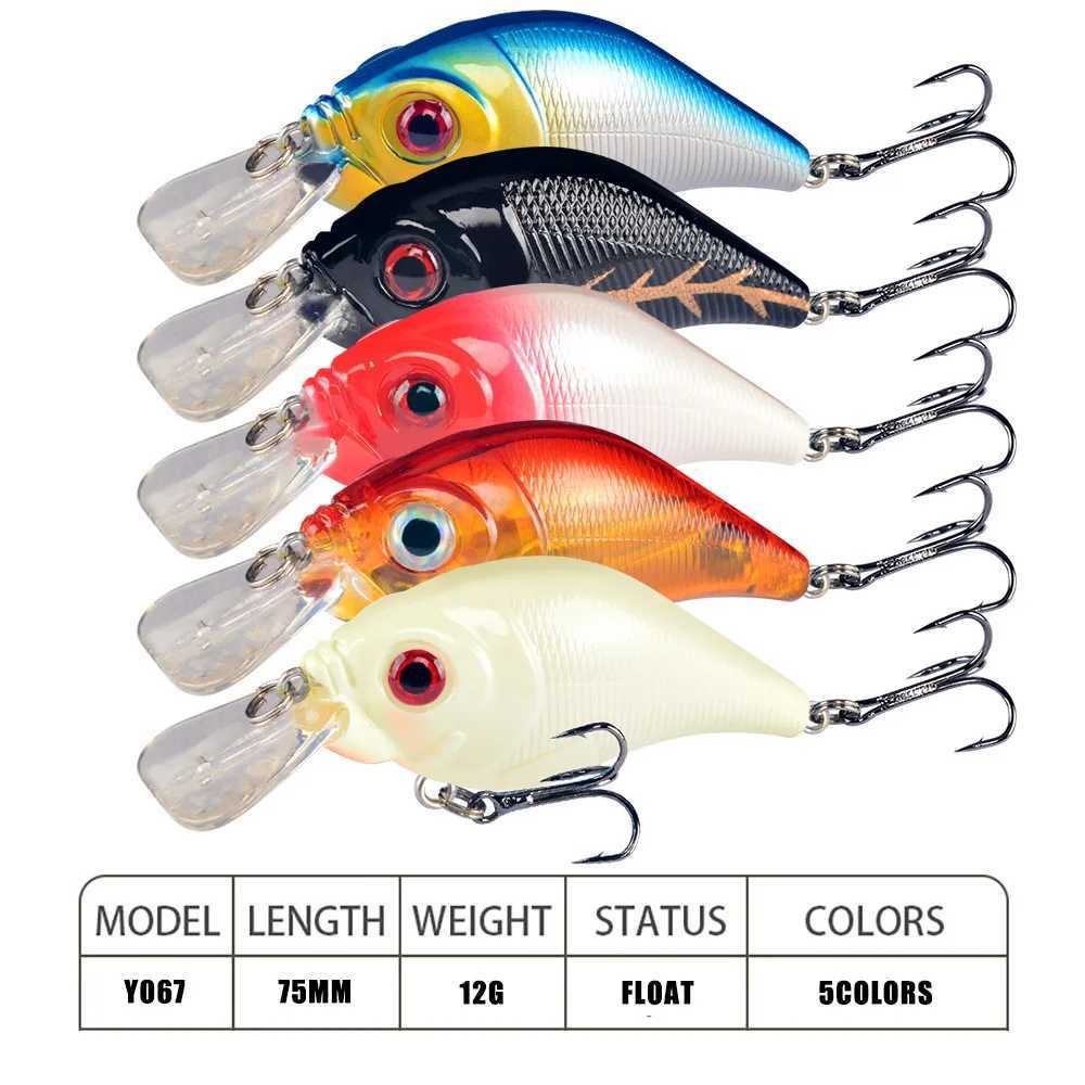 1pcs 7.5cm 12g Hard VIB Lures Fishing Minnow Bait Treb Hooks Sinking Crankbait Wobbrs Fishing Tack 3D EyesXJ241128