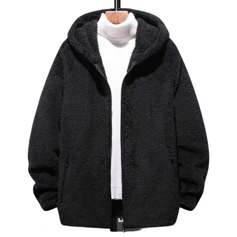 Furry Cardigan Winter Coat Plush Zipper Hooded Jacket Solid Color Soft Cold-proof Thicken Plus Size Autumn Hoodie SweatshirtXJ241206