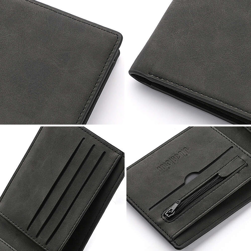 New Wallet For Men, Men's Short Zipper, Simple Soft Leather, Lightweight Retro Wallet, Student Fashion, Quality, Classic B4