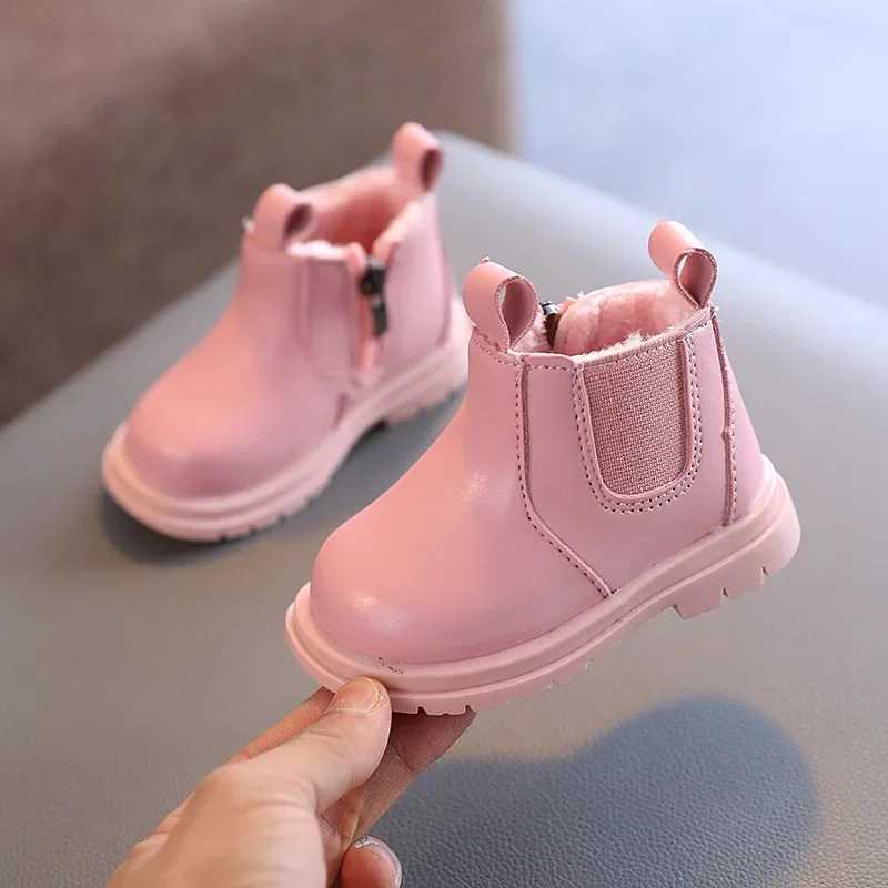 Baby Boots 2024 Autumn Winter Infant Warm Cotton Shoes Newborn PU Leather Solid First Walkers Toddler Boys Girls Ankle BootsXJ241206