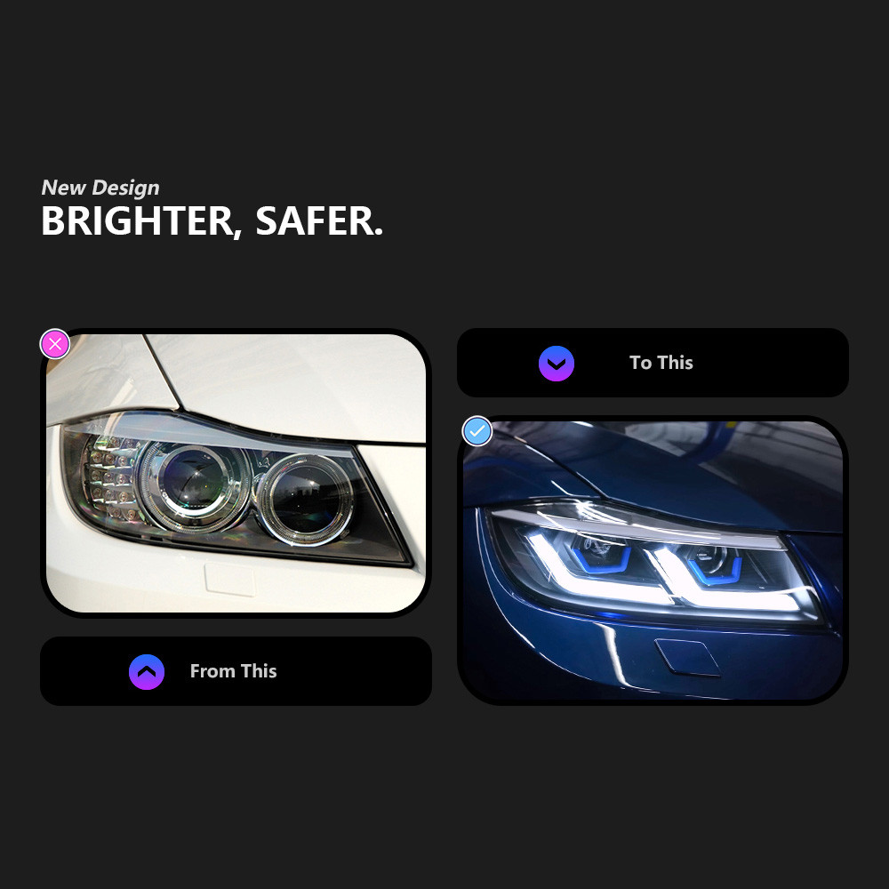 Headlight Assembly for BMW E90 Headlights 2005-2012 320i 318i 323i 3 Series DRL Signal Auto Headlights