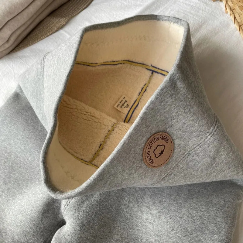 Cotton Super Thick Lamb Wool Leggings Autumn Winter Fashion Fleece Grey Ankle Pants Solid High Waisted Warm 241205