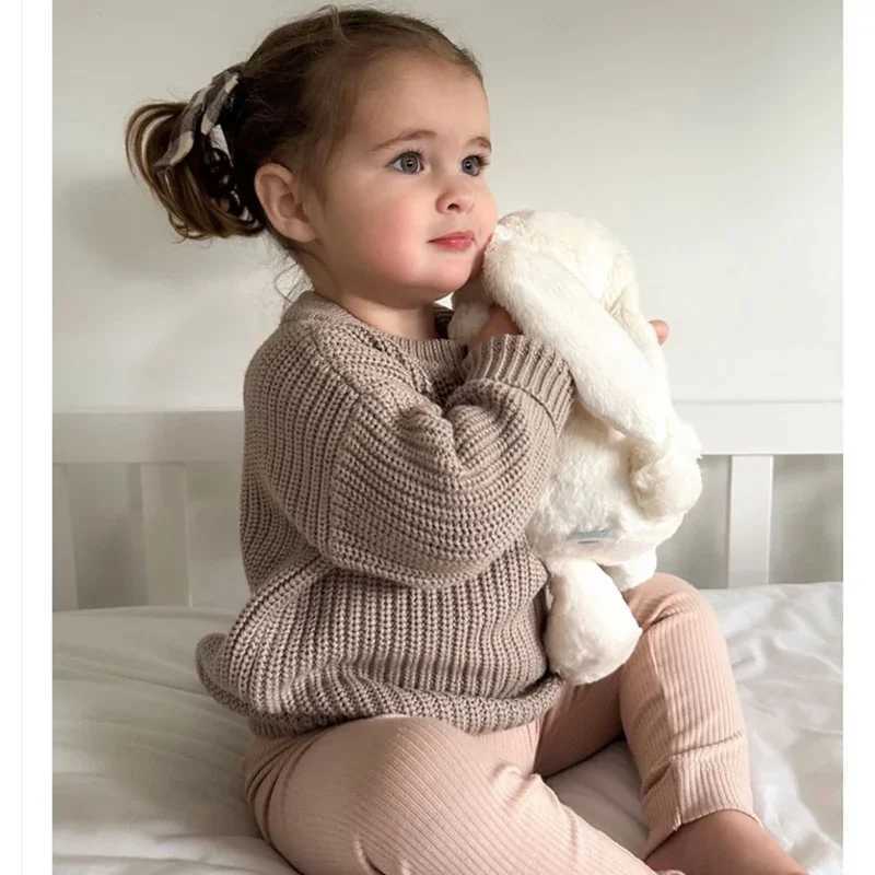 Cardigan Autumn baby sweater Winter children boys and girls long sleeved solid color knitted Baby bo Q241205