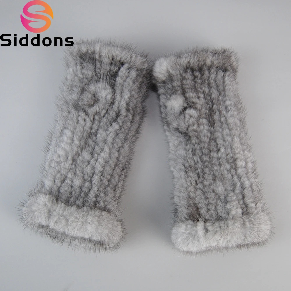 mink fur gloves for winter women 100% natural genuine mink fur without fingers high elasticity knitted mink fur gloves 241206