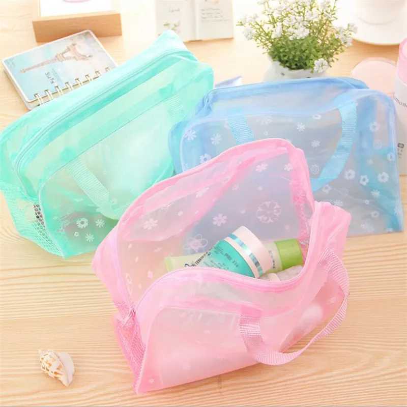 Make Up Organizer Bag Toiletry Bathing Storage Bag women waterproof Transparent Floral PVC Travel cosmetic bagXJ241206