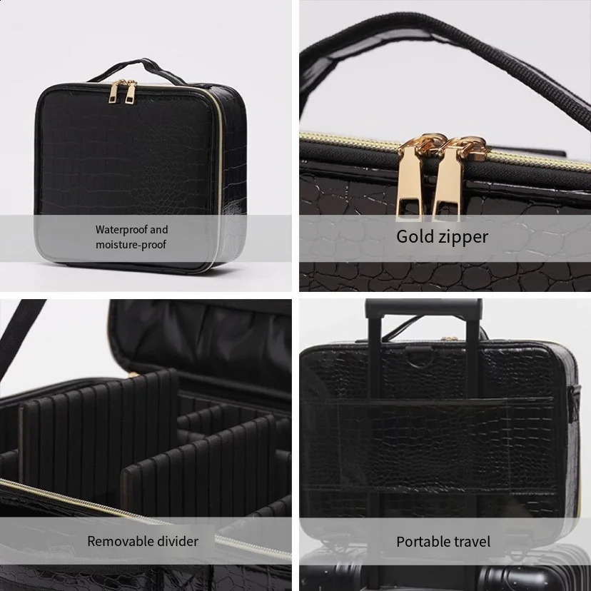 Travel PU Leather Print Bag Artist Portable Zip Tattoo Kit Cosmetics Storage Box 241127