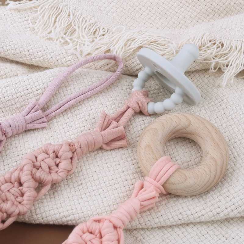 Pacifier Holders Clips# Vintage Simple Crochet Pacifier Clip Baby Cotton Pacifier Chain for Newborn Teething Soother Chew Dummy Clips Handmade H241206