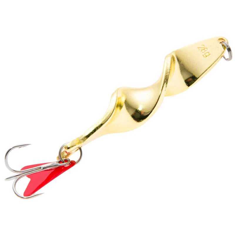 1PCS Gold Silver 10g 14g 21g 28g Rotating Metal Spinner Spoon Fishing Lure Baits For Trout Pike Pesca Fish Treb Hook TackXJ241128