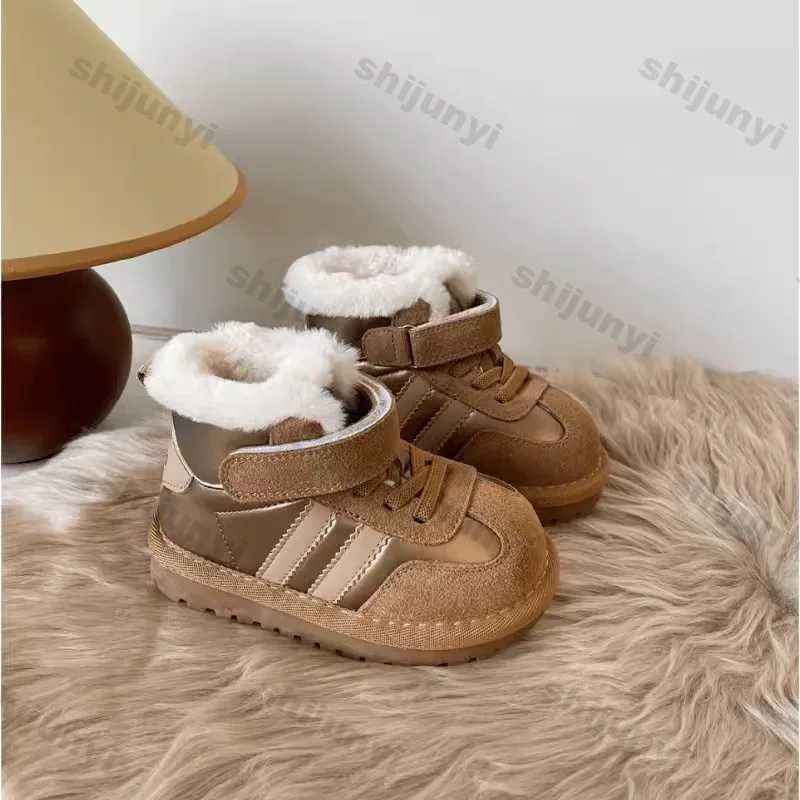Winter Childrens Baby Boots 2024 New Plush Comfortable Warm Cotton Shoes Children Anti Kick Plush Anti Slip Outdoor Snow BootsXJ241206