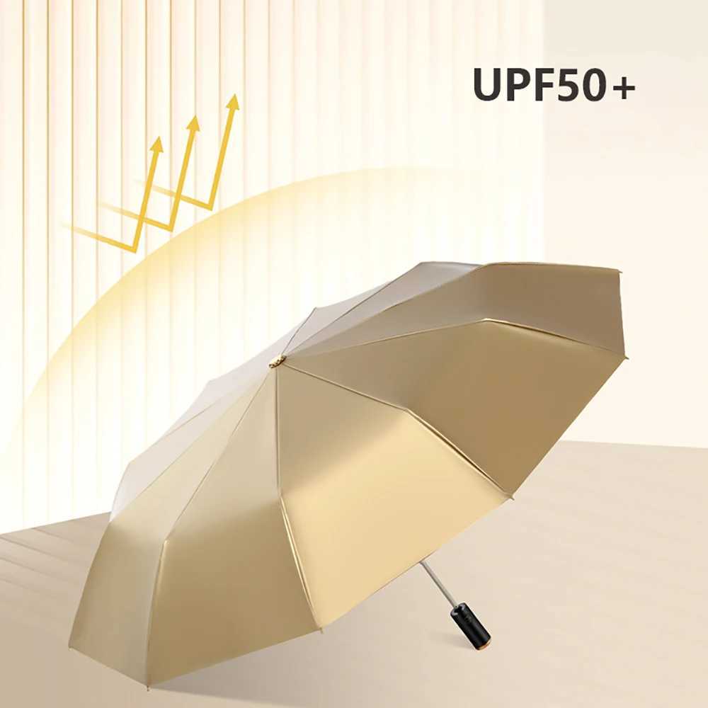 New Arrival Luxury Gold Authentic Umbrella Portable Triple Fold Umbrella Womens UV Protective Umbrella 10K Double Layer Umbrella Z241206