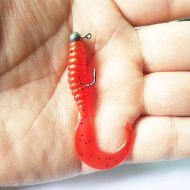 1pcs soft lure Worm Wobbrs Fishing Lure 55mm 2.3g Aritificial Silicone salt Smell Bass Pike Fishing Jigging Bait Carp FishingXJ241128