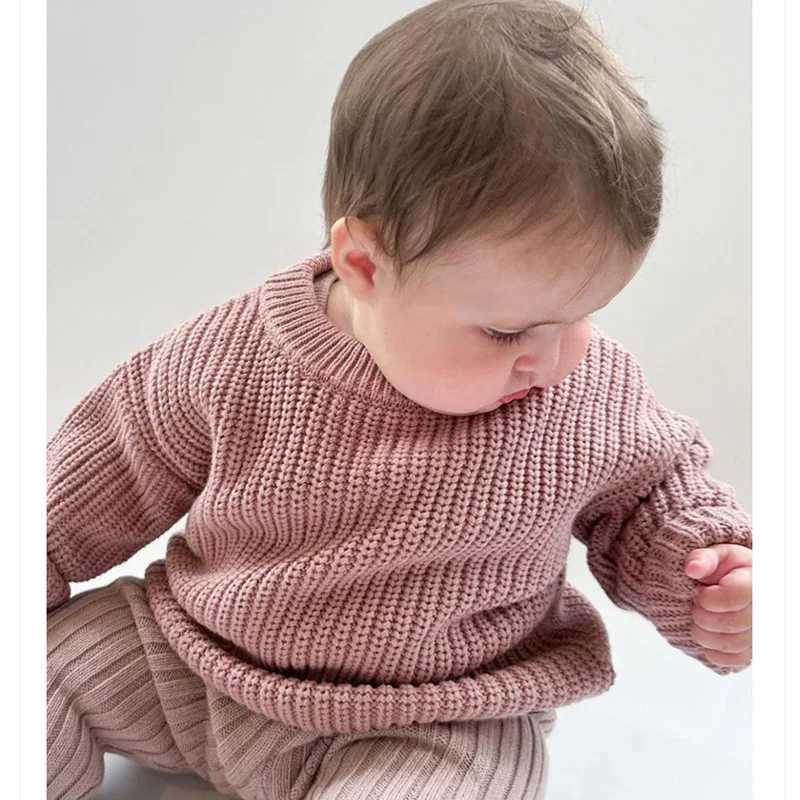 Cardigan Autumn baby sweater Winter children boys and girls long sleeved solid color knitted Baby bo Q241205