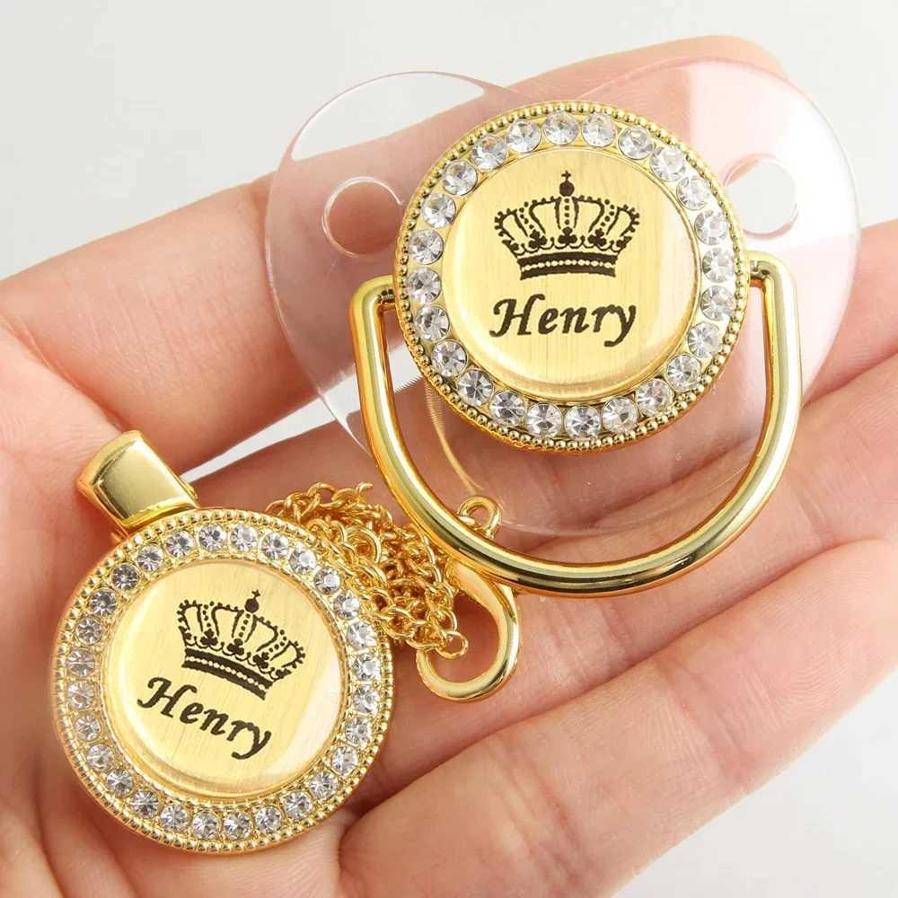 Customized Crown Name Baby Pacifier Dummy With Chain Clip 0-18 Months H241206