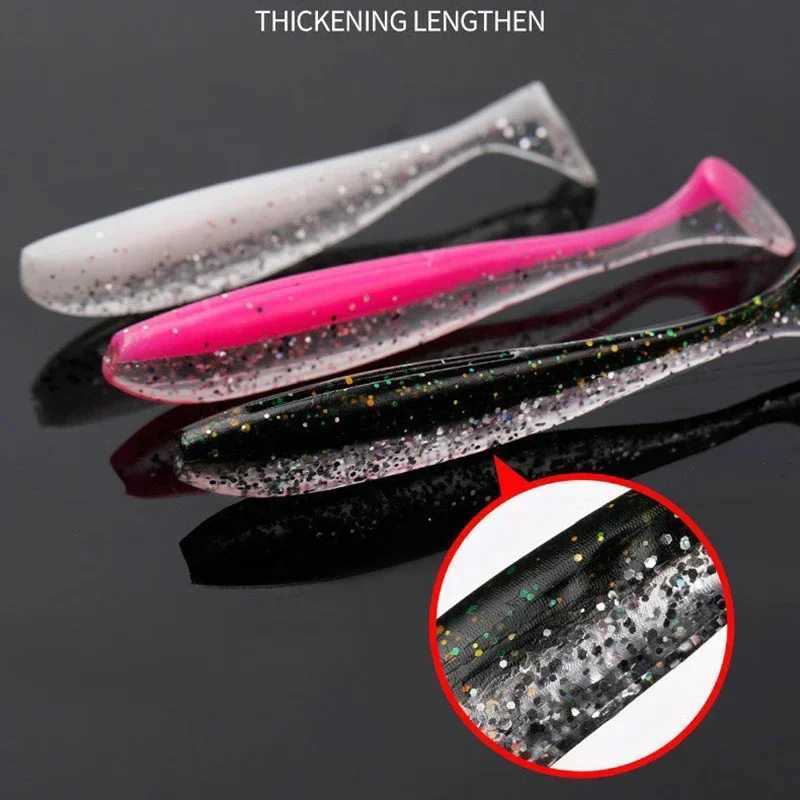 10pcs Soft Lures Bait 55mm 63mm 70mm 90mm Tail Jigging Wobbrs Fishing Lure Tack Bass Pike Aritificial Silicone SwimbaitXJ241128