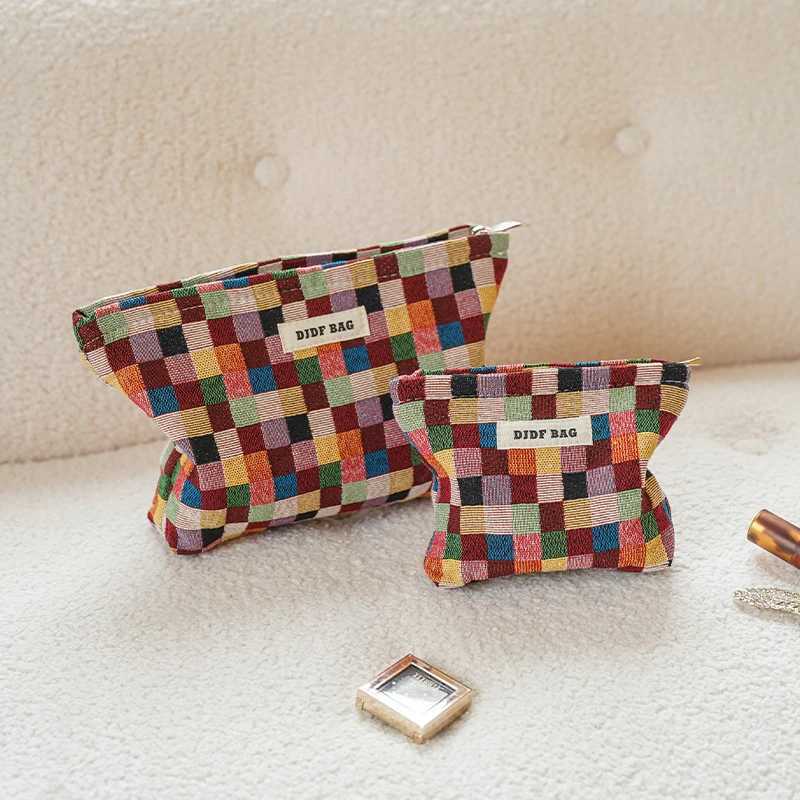 Colorful Checkered Womens Makeup Bag Large Capacity Makeup Lipstick Storage Bag Portable Travel Toiletry Bag Commuter CluhXJ241206