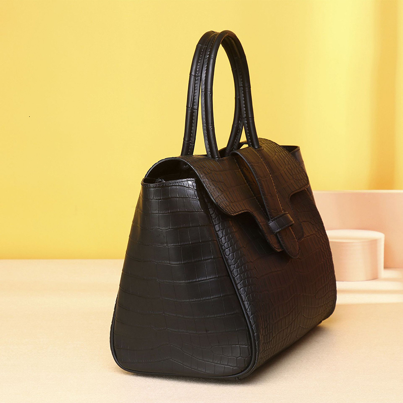 High Quality Designer Genuine Leather Women's Handbag With Crocodile Pattern Real Cowhide Fashion Women's Bag